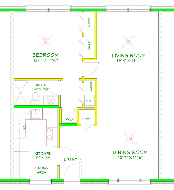 1 Bedroom Plus Floorplan