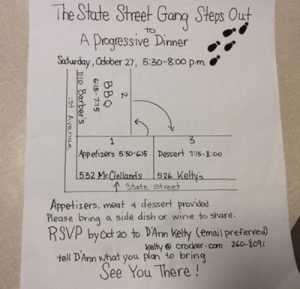 State Street Gang Progressive Dinner invite