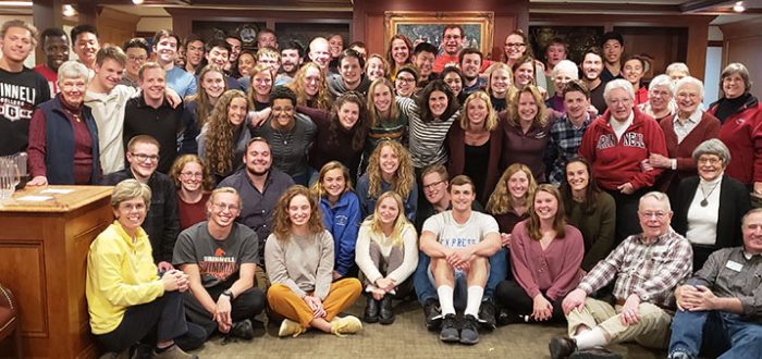 Mayflower hosted dinner for the Grinnell College Men's and Women's swimming and diving teams.