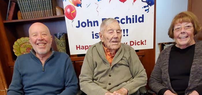 Dick Schild flanked by son Don Schild and daughter Ann Reinhardt
