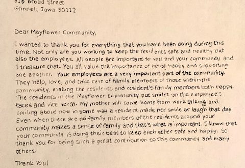 Sadi Flanagan's letter to Mayflower Community