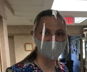 Cheyenne Klos in mask and face shield