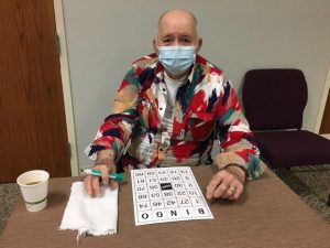 John Sadler playing bingo