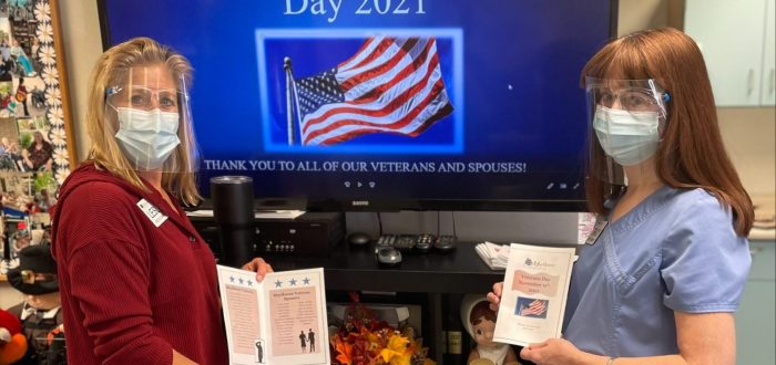 Leslie & Tracy Display Veterans Day Program