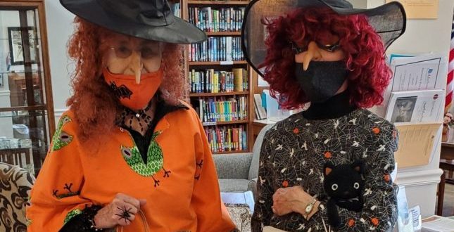 Sue Drake & Joyce Wubbles as witches for Halloween