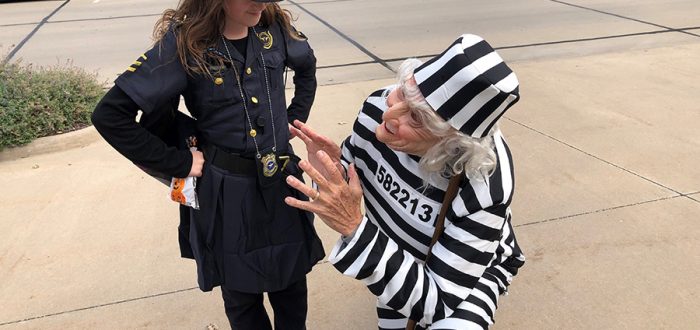 Lyle Roudabush dressed up for halloween as a prisoner